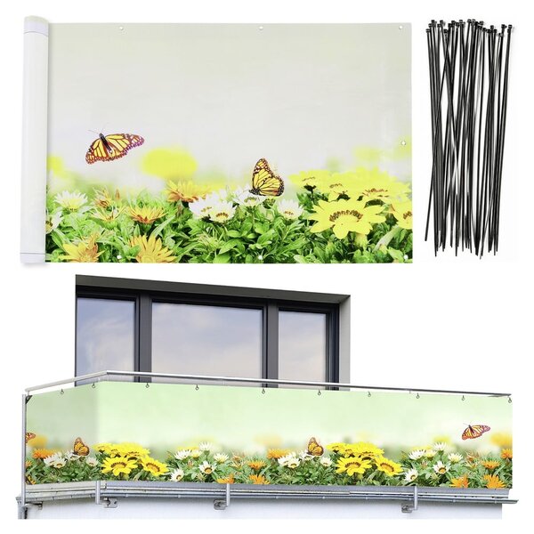 Žluto-zelená plastová balkonová zástěna 500x85 cm Butterfly – Maximex