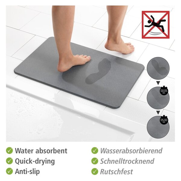 Šedá koupelnová předložka z křemeliny 39x60 cm Simi – Wenko