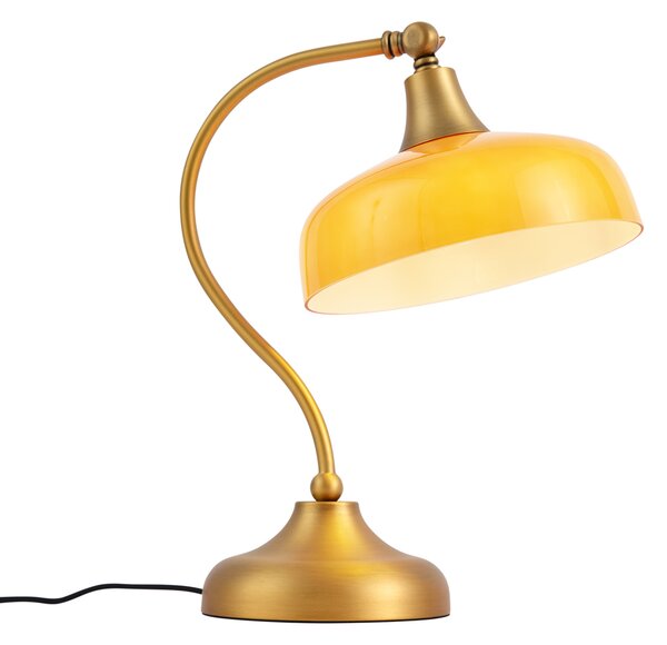 Klasická stolní lampa bronzová s oranžovým opálovým sklem - Clerk