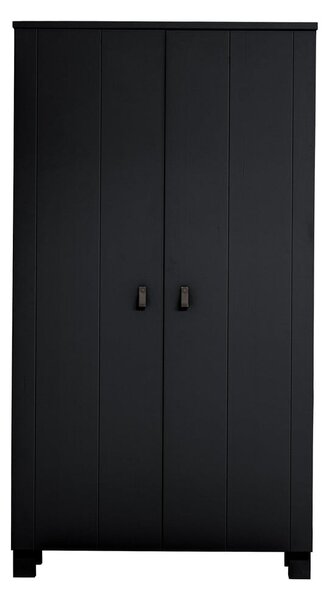Černá šatní skříň z borovicového dřeva 111x202 cm Ties – WOOOD