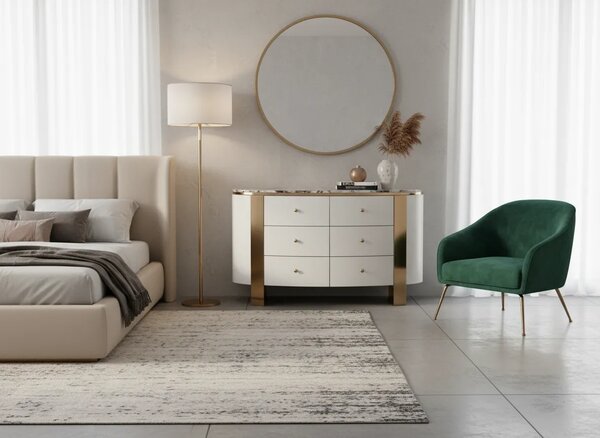 LivinHill Komoda Stilig ST920 140 cm bílá/zlatá/mramor