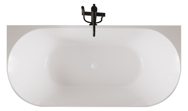 Erga Norah Slim, volně stojící vana ke stěně 170x70 cm + odtoková zátka, bílá lesklá, ERG-NORAH-SLIM-170070-WH-WH