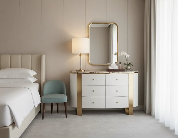 LivinHill Komoda Stilig ST920 140 cm bílá/zlatá/mramor