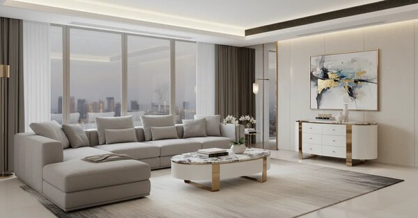 LivinHill Konferenční stolek Stilig SR923 150 cm bílý/zlatý/mramor