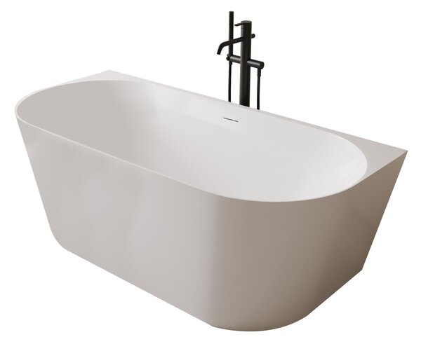 Erga Norah Slim, volně stojící vana ke stěně 170x70 cm + odtoková zátka, bílá lesklá, ERG-NORAH-SLIM-170070-WH-WH