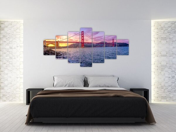 Obraz mostu se západem slunce (210x100 cm)