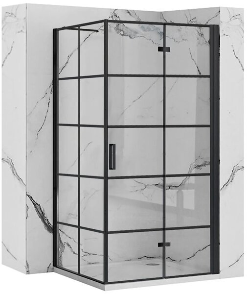 REA - Sprchový rohový kout Molier - černá/transparentní - 80x80 cm