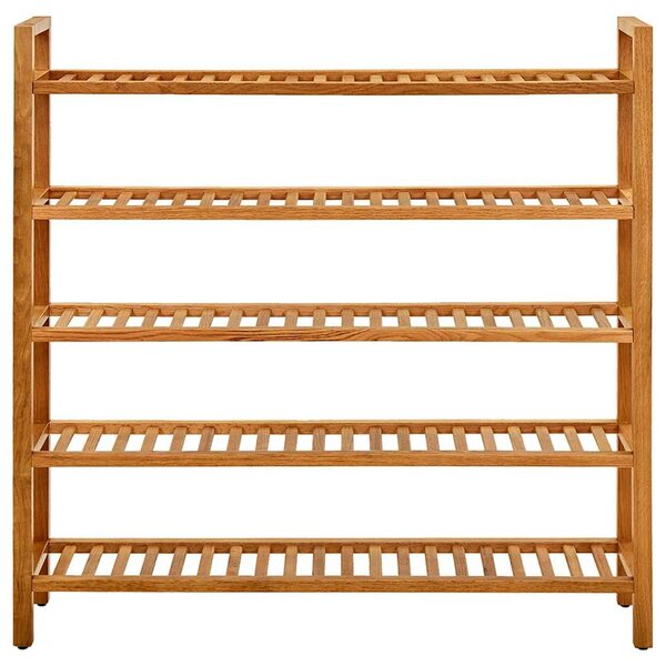Botník s 5 policemi 100 x 27 x 100 cm masivní dubové dřevo