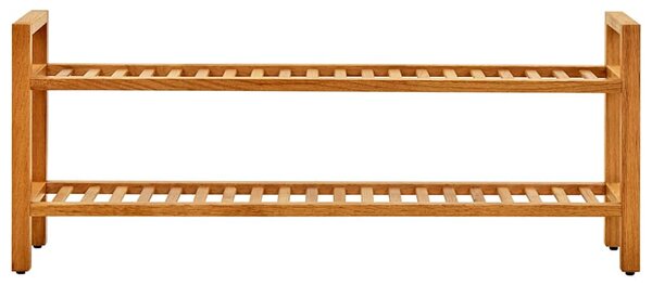 Botník se 2 policemi 100 x 27 x 40 cm masivní dubové dřevo
