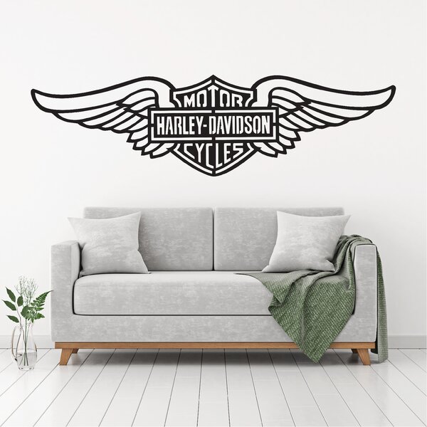 Živá Zeď Samolepka Harley Davidson křídla Barva: černá, Velikost: 60 x 17 cm