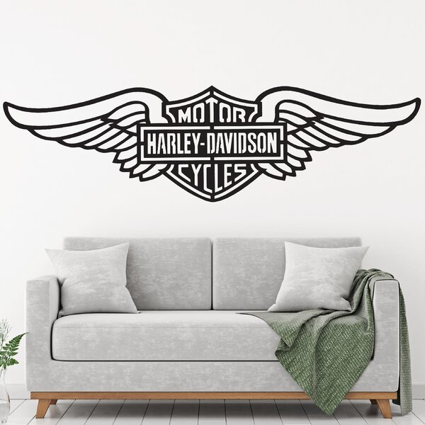 Živá Zeď Samolepka Harley Davidson křídla Barva: černá, Velikost: 60 x 17 cm