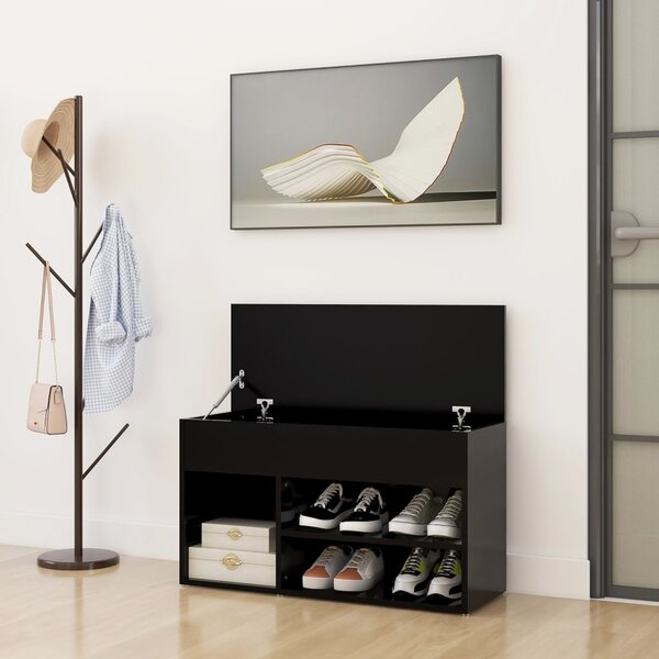 Lavice s botníkem černá 80 x 30 x 45 cm kompozitní dřevo
