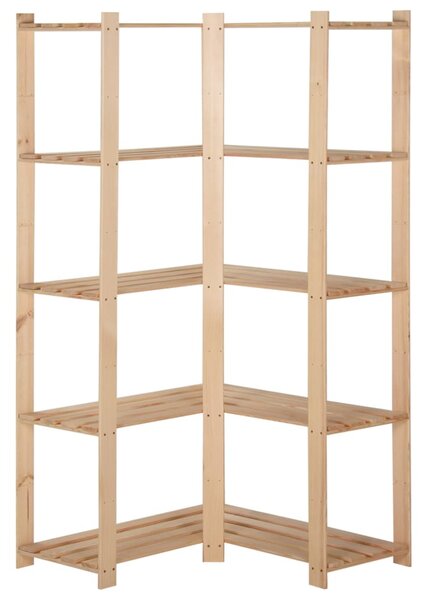 5patrový úložný regál rohový 82,5x82,5x170 cm masivní borovice
