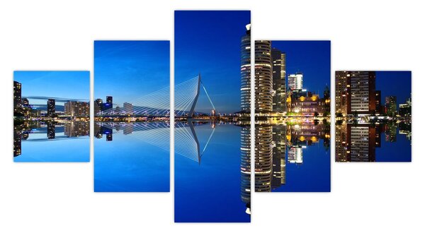 Obraz - noční Rotterdam (125x70 cm)