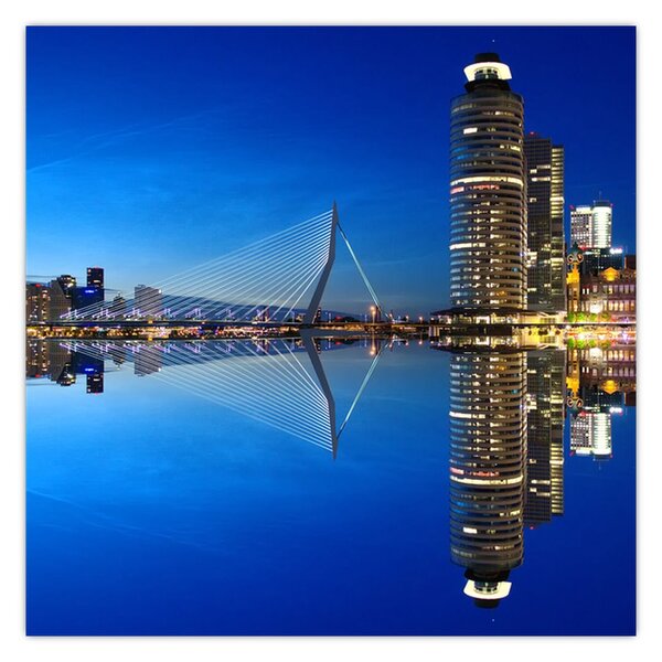 Obraz - noční Rotterdam (30x30 cm)