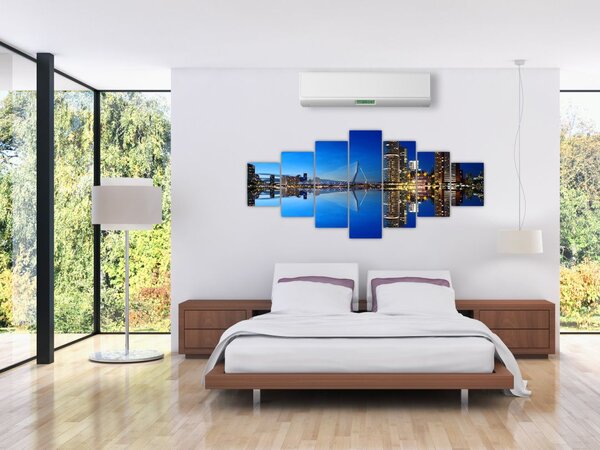 Obraz - noční Rotterdam (210x100 cm)