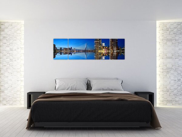 Obraz - noční Rotterdam (170x50 cm)