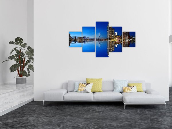 Obraz - noční Rotterdam (125x70 cm)