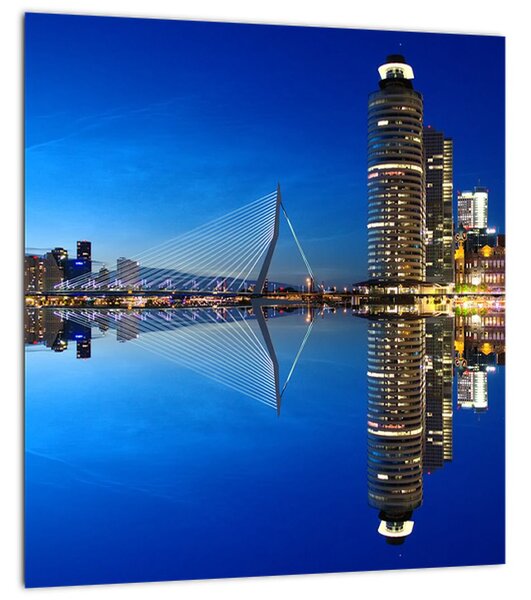 Obraz - noční Rotterdam (30x30 cm)