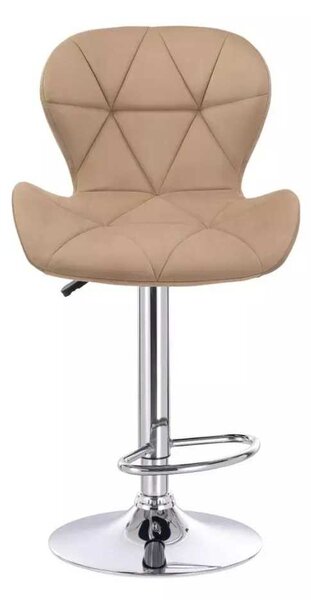 LuxuryForm DESIGN Barová židle LIVIO VELUR na stříbrné kulaté podstavě - latte