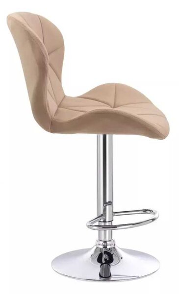 LuxuryForm DESIGN Barová židle LIVIO VELUR na stříbrné kulaté podstavě - latte