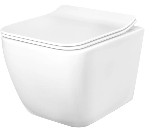 Rea Martin - závěsná WC mísa Rimless 51x37 s pomalu-padajícím sedátkem, bílá, REA-C8006