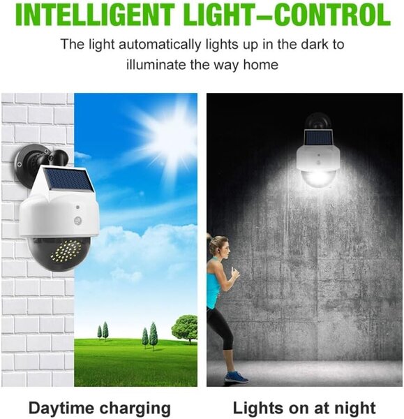 LEDsolar 39 nástěnná lampa atrapa kamery se sensorem, 39 LED se senzorem, bezdrátové, iPRO, 1,5 W, studená barva