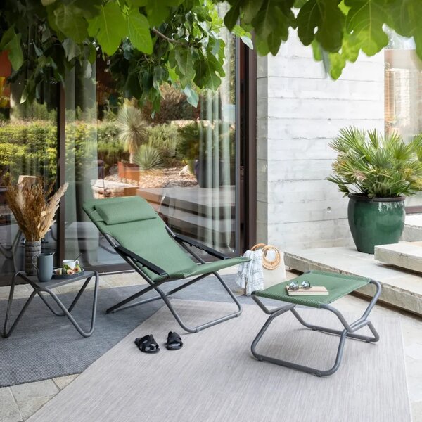 Zvýhodněná sada: Polohovací lehátko TRANSABED BeComfort zelená Olive + podnožka NEXT BeComfort zelená Olive