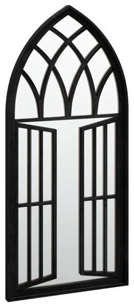 Zahradní zrcadlo černé 100 x 45 cm železo pro použití venku