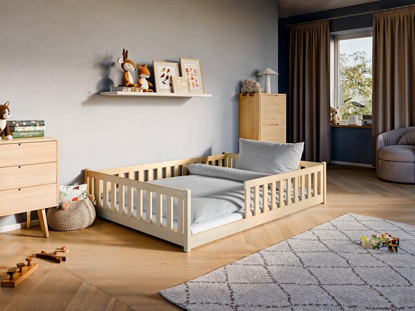 Dětská Montessori postel z masivu borovice BETTY - 200x140 cm - PŘÍRODNÍ
