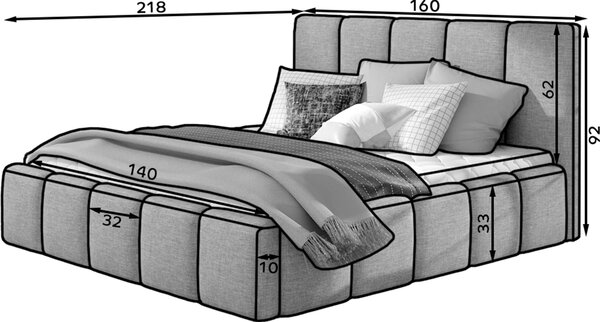 Eltap Čalouněná postel Edvige Materiál a barva potahu: Sawana 05 - tmavě šedá, Rozměr: 140x200