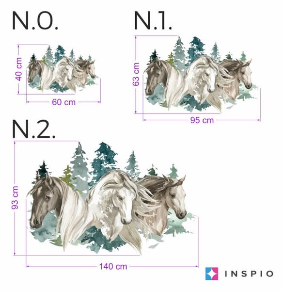 INSPIO-textilní přelepitelná samolepka - Dětské samolepky na zeď - Koně v přírodě