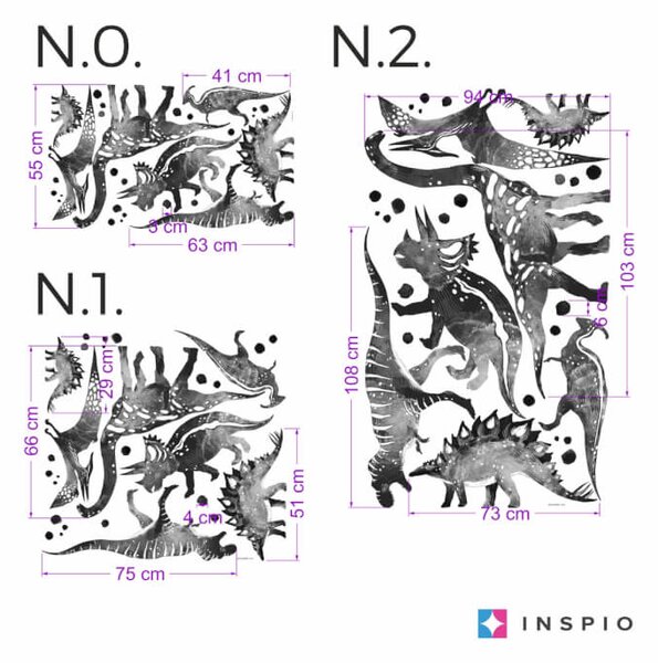 INSPIO-textilní přelepitelná samolepka - Samolepky na zeď dětské - Černobílí dinosauři