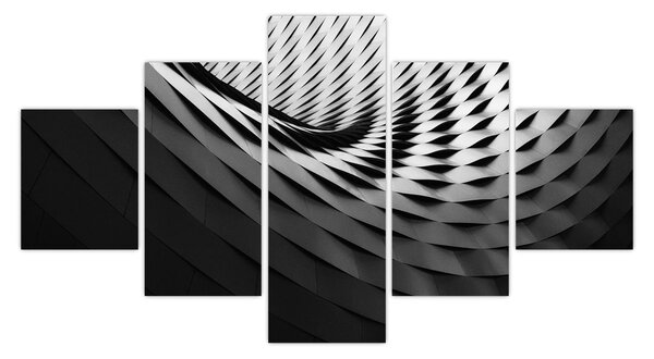 Abstraktní obraz - černobílá spirála (125x70 cm)