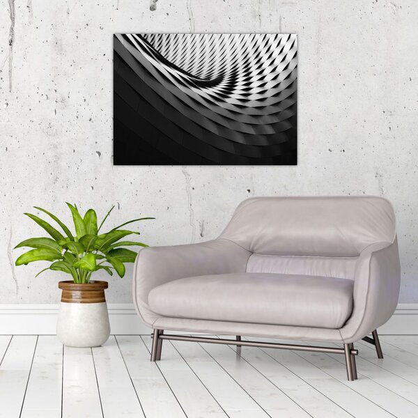 Abstraktní obraz - černobílá spirála (70x50 cm)