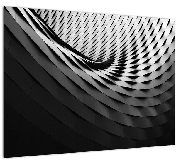 Abstraktní obraz - černobílá spirála (70x50 cm)
