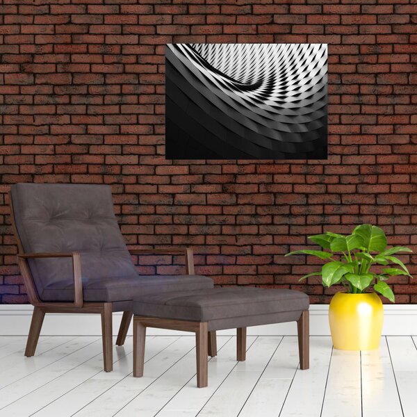 Abstraktní obraz - černobílá spirála (70x50 cm)