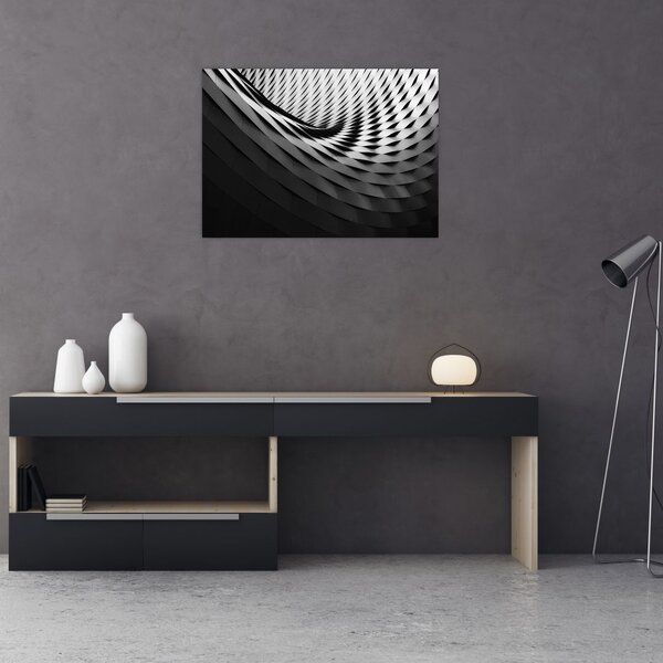 Abstraktní obraz - černobílá spirála (70x50 cm)