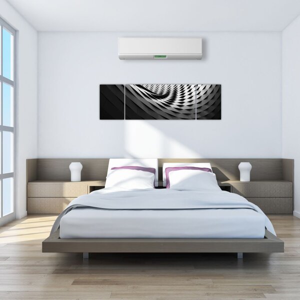 Abstraktní obraz - černobílá spirála (170x50 cm)