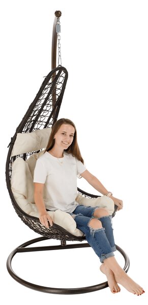 KONDELA Závěsné křeslo, hnědá / krémová, Kalea 2 NEW