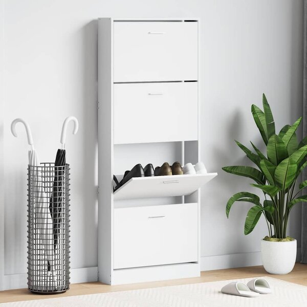 Botník bílý s vysokým leskem 59x17x150 cm kompozitní dřevo