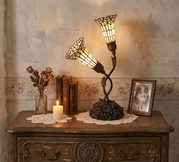 Tiffany stolní lampa Carillon - 34*25*58 cm E14/max 2*25W - Clayre & Eef