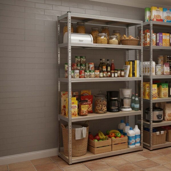 Kovový regál 205x120x45 cm 5 polic MDF SPRINGOS HA5280