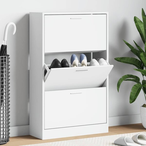 Botník bílý s vysokým leskem 63x24x103 cm kompozitní dřevo