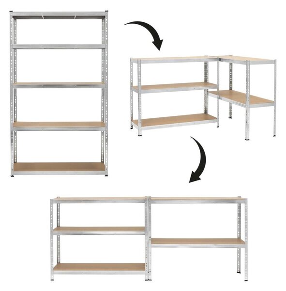 Kovový regál 205x120x45 cm 5 polic MDF SPRINGOS HA5280