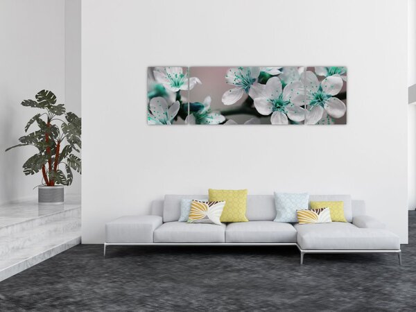 Obraz květu - tyrkysové (170x50 cm)