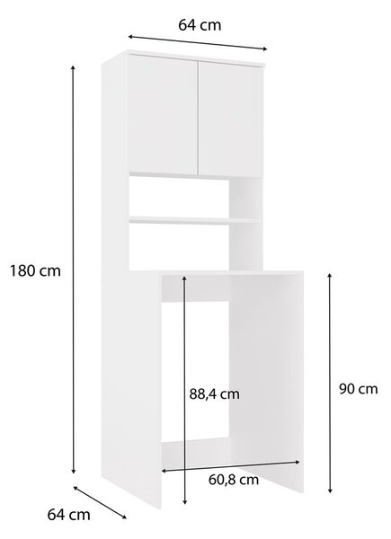 TP Living Koupelnová skříňka nad pračku POLA MULTI bílá