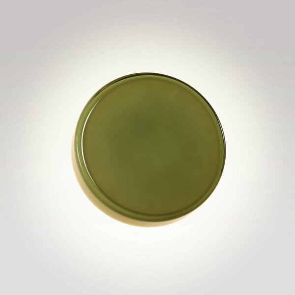 MARSET LED nástěnné světlo Caramel, zelená, Ø 28 cm, TRIAC, sklo, stmívatelný, Zelená, Obývací pokoj / jídelna, Sklo, Design