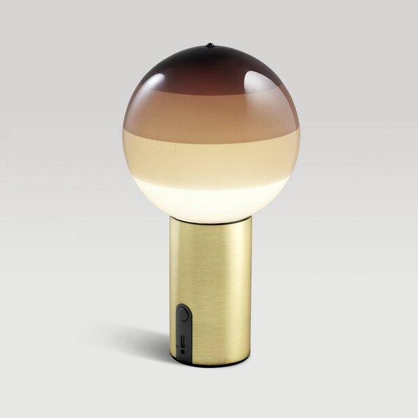 MARSET Akumulátorová stolní lampa Dipping Light, hnědá/mosazná, stmívatelné, stmívatelný, Hnědá / rez, Obývací pokoj / jídelna, Sklo, Design