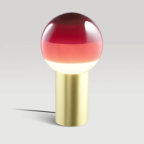 MARSET Stolní lampa Dipping Light, výška 22 cm, červená/mosazná, Červená, Obývací pokoj / jídelna, Sklo, Design